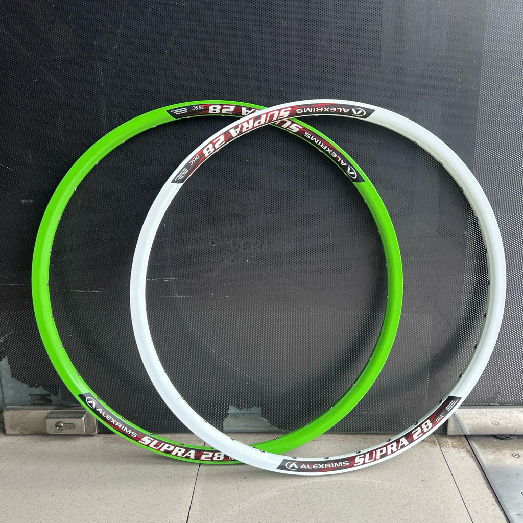 HIJAU 26 นิ้ว 32 หลุม ASLEXRIMS SUPRA 28 ผนังคู่โลหะผสม 32H ใหม่สีขาวสีเขียวล้อ RIM