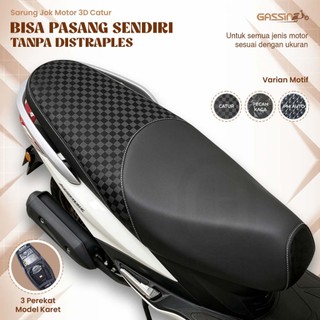 Sarung Jok Motor Instan Motif Catur Amplas Pasir Premium Waterproof Tinggal Pasang Tanpa Staples