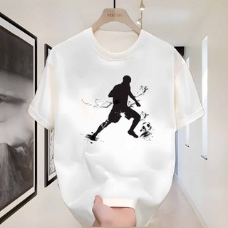 Kaos Pria Boxy Streetwear Siluet Tinta Bola Sepak, Bahan Katun Premium Nyaman Sehari-hari
