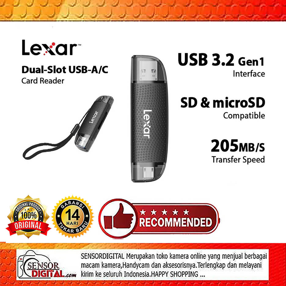 Lexar USB 3.2 Card Reader Dual Slot USB A/Type C สําหรับการ์ดหน่วยความจํา SD Card MicroSD SDXC Micro