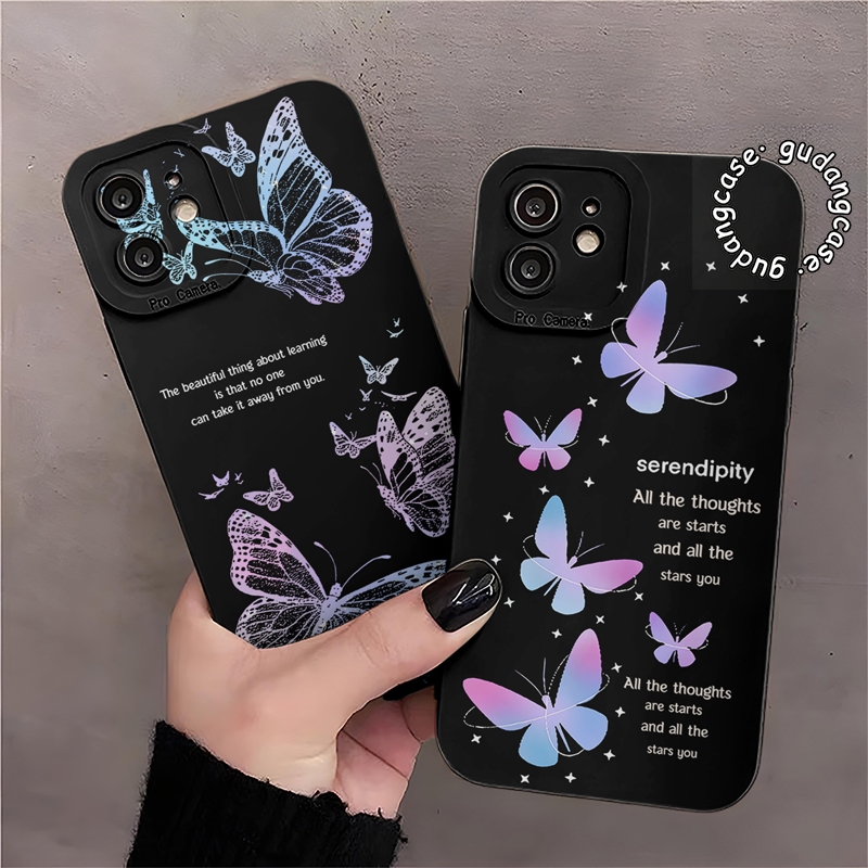 PROCAMERA CASE DARK BUTTERFLY สําหรับ ITEL S25 S26 ULTRA DARK BUTTERFLY MOTIF SG44 SHOCKPROOF ANTI S