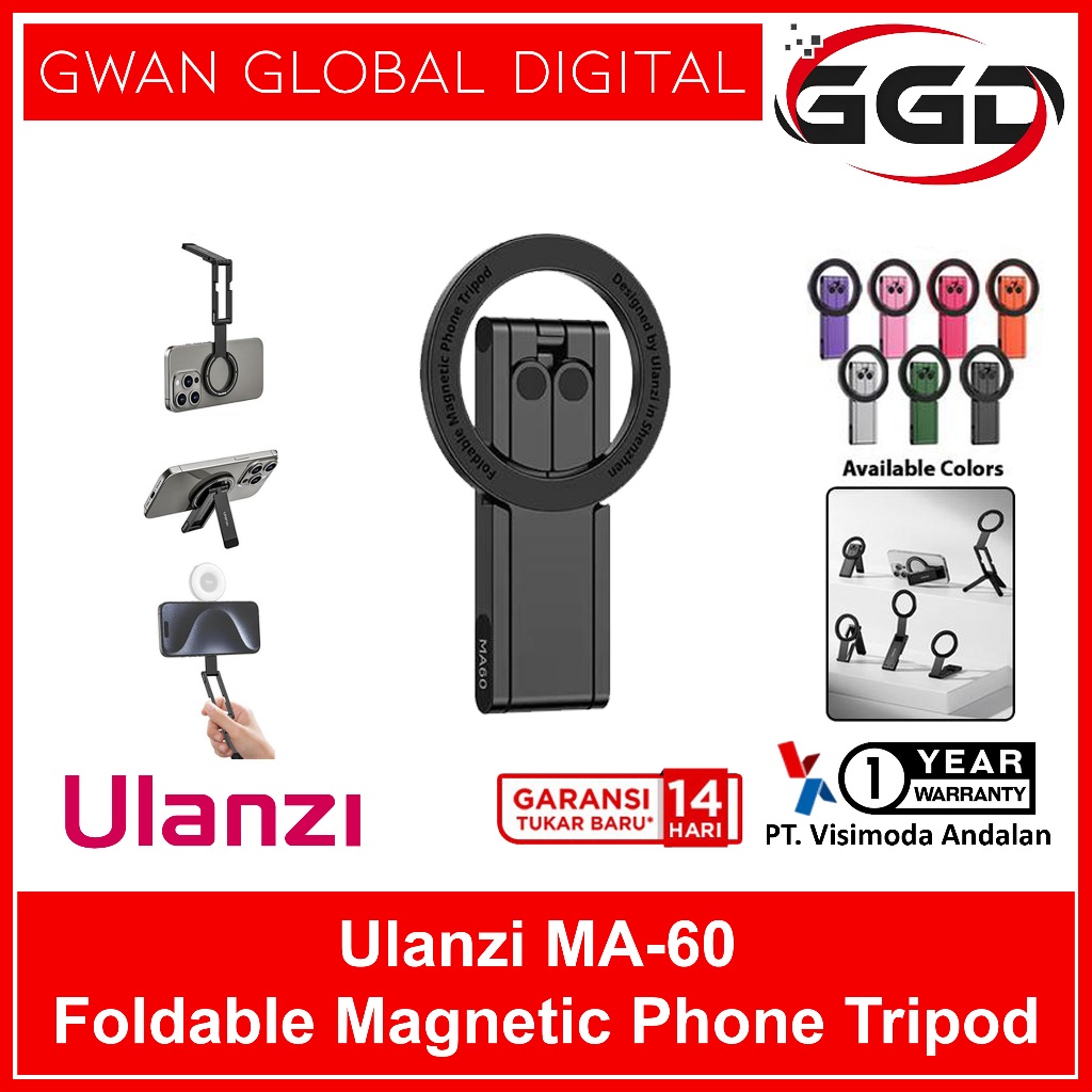 Ulanzi MA60 ขาตั้งกล้องโทรศัพท์แม่เหล็กแบบพับได้ขาตั้ง Ulanzi MA-60 MagSafe Mini ขาตั้งกล้องสมาร์ทโฟ
