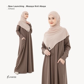 Jamise | Mazaya Abaya Knit | Gamis Abaya Simple Semi Batwing