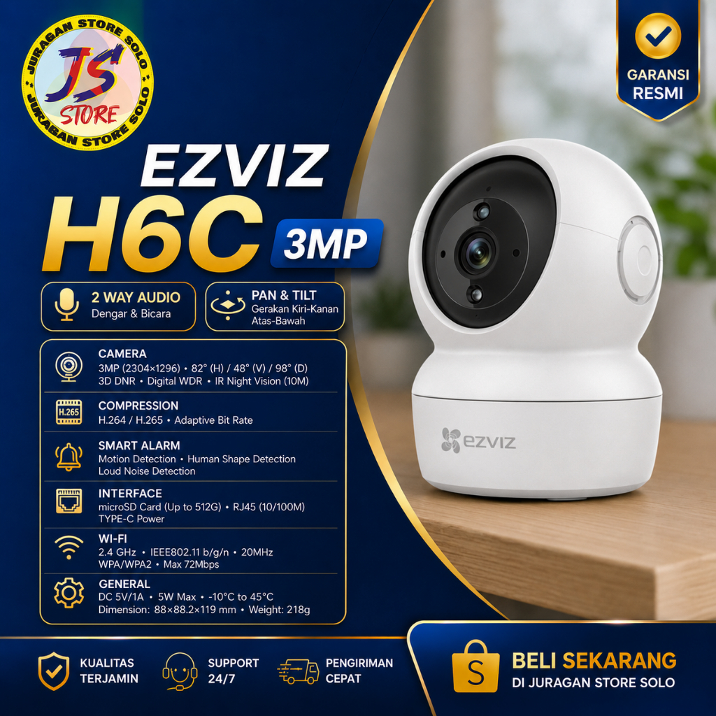 EZVIZ C6N & H6C 1080P WI-FI กล้องไร้สายกล้องวงจรปิด IP อัจฉริยะอย่างเป็นทางการ รับประกัน 1 ปี 2MP / 