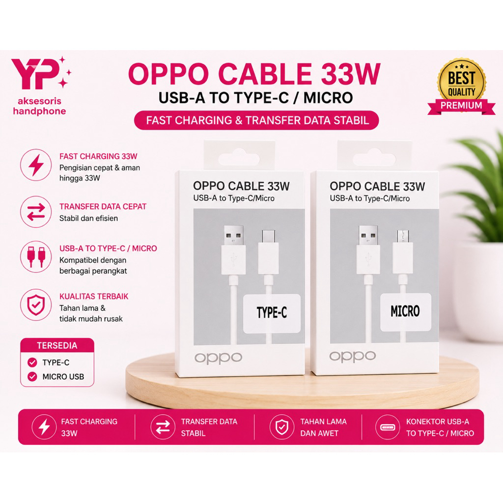 OPPO 33W TURBO SUPERVOOC สายชาร์จเร็ว USB ถึง MICRO / TYPE-C Data Cable