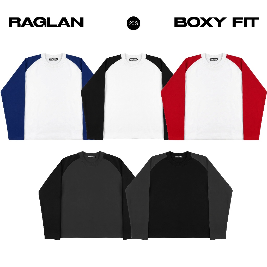 เสื้อโปโล Raglan แขนยาว Thenational Boxy Fit Oversize 20s | แขนยาว 5 สี