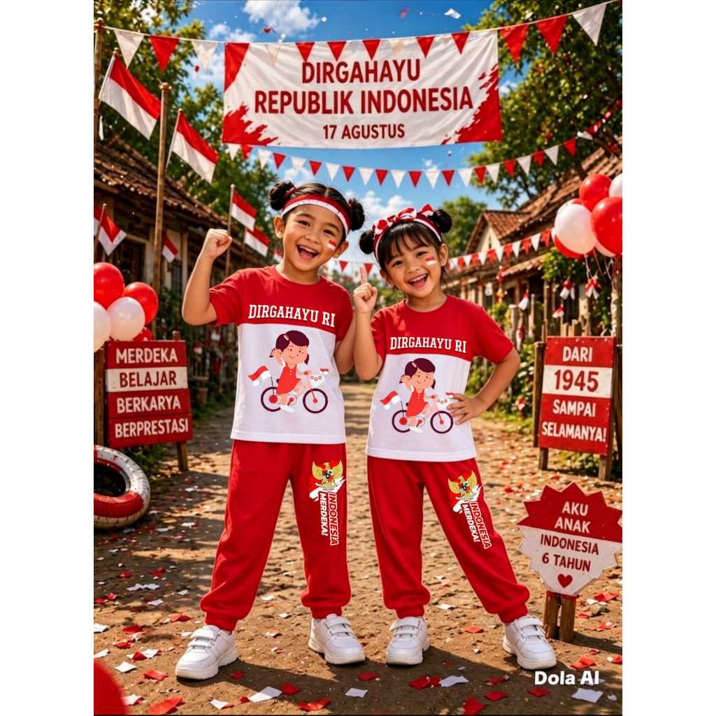 AS_STORE99 - 81TH ANNIVERSARY INDONESIAN T-SHIRT SET / BABY & CHILDRENS JOGGER SHORT T-SHIRT AND LON