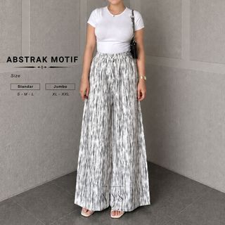 MYS - Everyday Pants Motif Abstrak Celana Panjang Highwaist Wanita Kulot Pinstripe Baggy Casual Loose Basic Katun