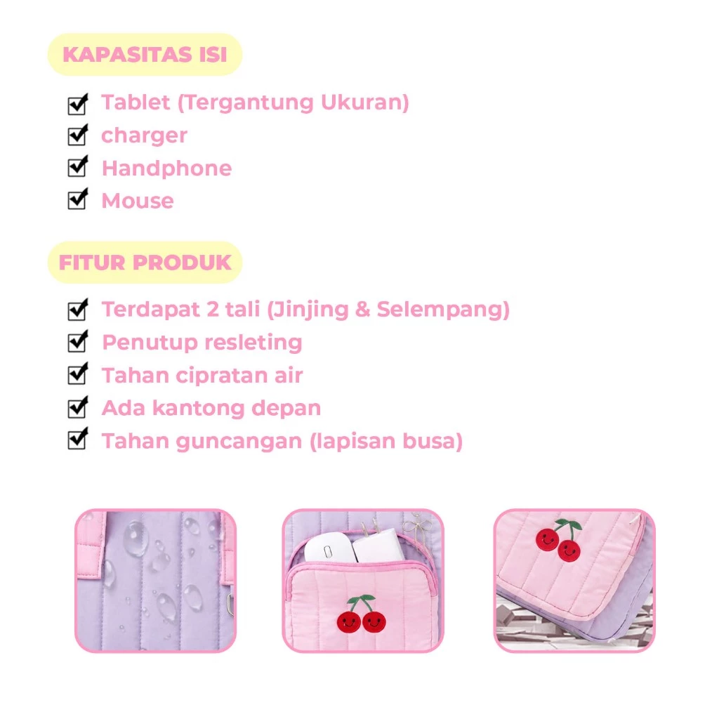UNGU กระเป๋าแท็บเล็ต Slingbag Puffy Case สำหรับ Tecno Megapad 10.3 11 นิ้ว thumbnail 3