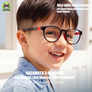 MAKRIZZ Kacamata Anak Anti Radiasi Photochromic Kacamata Blueray Laki-laki Perempuan Fashion Gadis 101