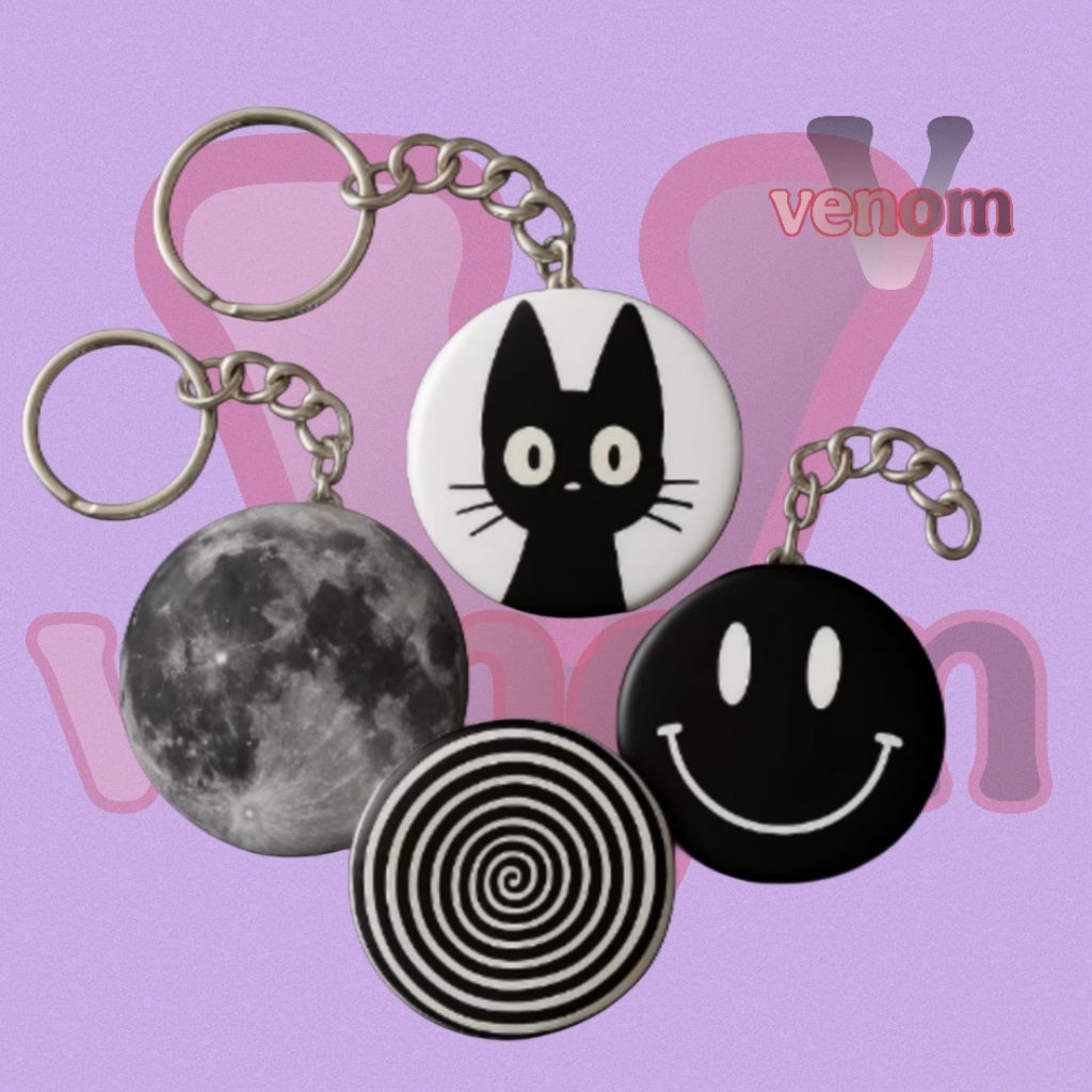 GANTUNGAN VENOM - พวงกุญแจพวงกุญแจ Y2k Aesthetic bw สีดําและสีขาว Grunge 44mm Cool