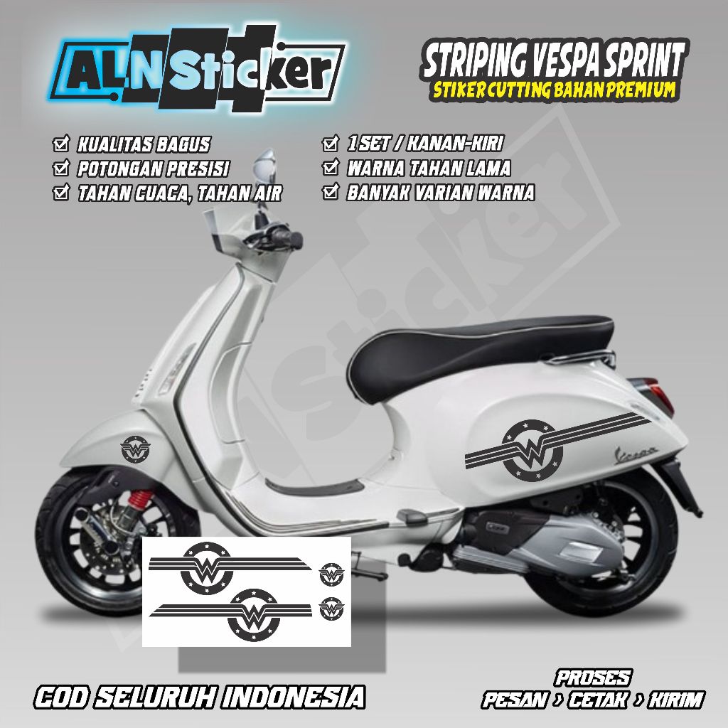สติ๊กเกอร์ตัดโลโก้ Wonder Woman สําหรับ Vespa / Wonder Woman striping สําหรับ Vespa
