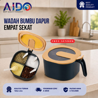 Tempat Bumbu 4 In 1 Kotak Bumbu 4 SEKAT Penyimpanan Garam Gula Merica Bubuk Dapur