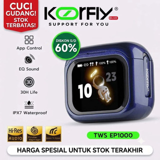 Cuci Sale-Koorfly Ep1000 Earphone TWS Bluetooth Headset Gamingno Delay 5.5 Smart HD Layar LCD Besa Original Multi-Function Wireless Earbuds