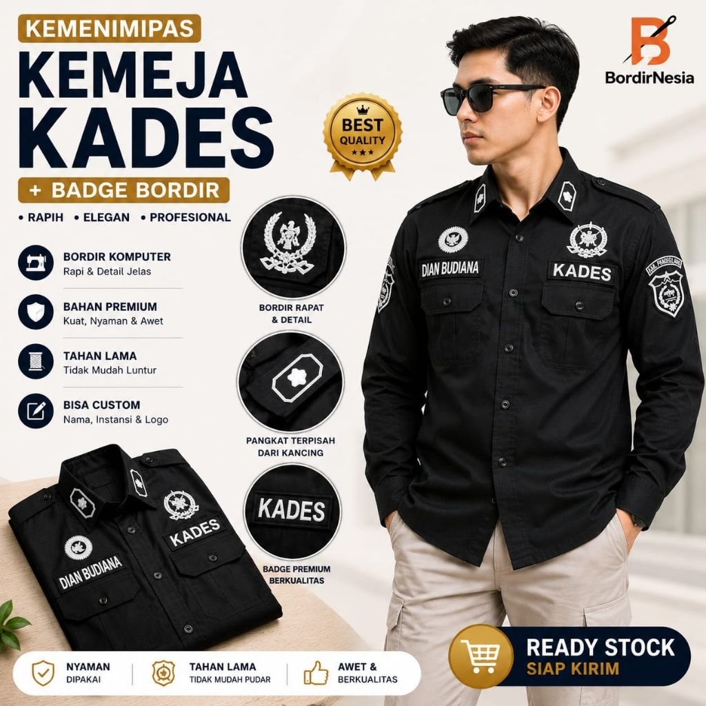 KEMEJA เสื้อเชิ้ต Kades หรูหราพิเศษล่าสุดพร้อมงานปักนูน 3 มิติ กําหนดเองฟรี