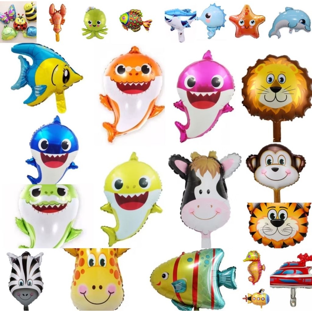 ลูกโป่งฟอยล์รูปสัตว์ขนาดเล็ก Jungle/Sea/ฟอยล์ Baby shark Family/ฟอยล์สัตว์ทะเลขนาดเล็ก/