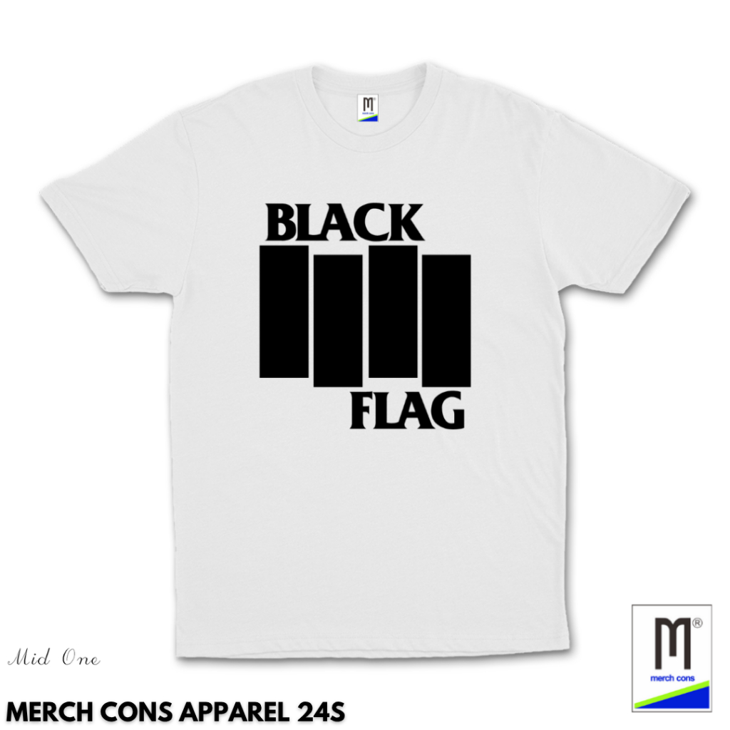 เสื้อยืดสีดํา FLAG BAND TAG MERCHCONS APPAREL BASIC 24S OUTER SIZE / O93 & P94