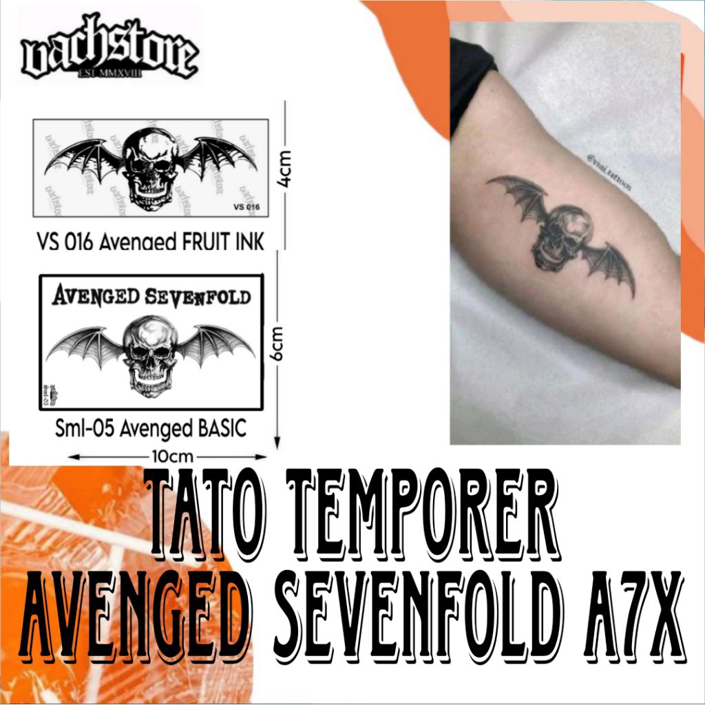 A7X Avenged รอยสักชั่วคราว มีจําหน่ายในหมึก BASIC และ FRUIT