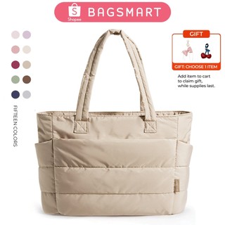BAGSMART Tas Wanita Tote Bag Lightweight Puffy Tas Kuliah Tote Bag for Travel  Work Beach