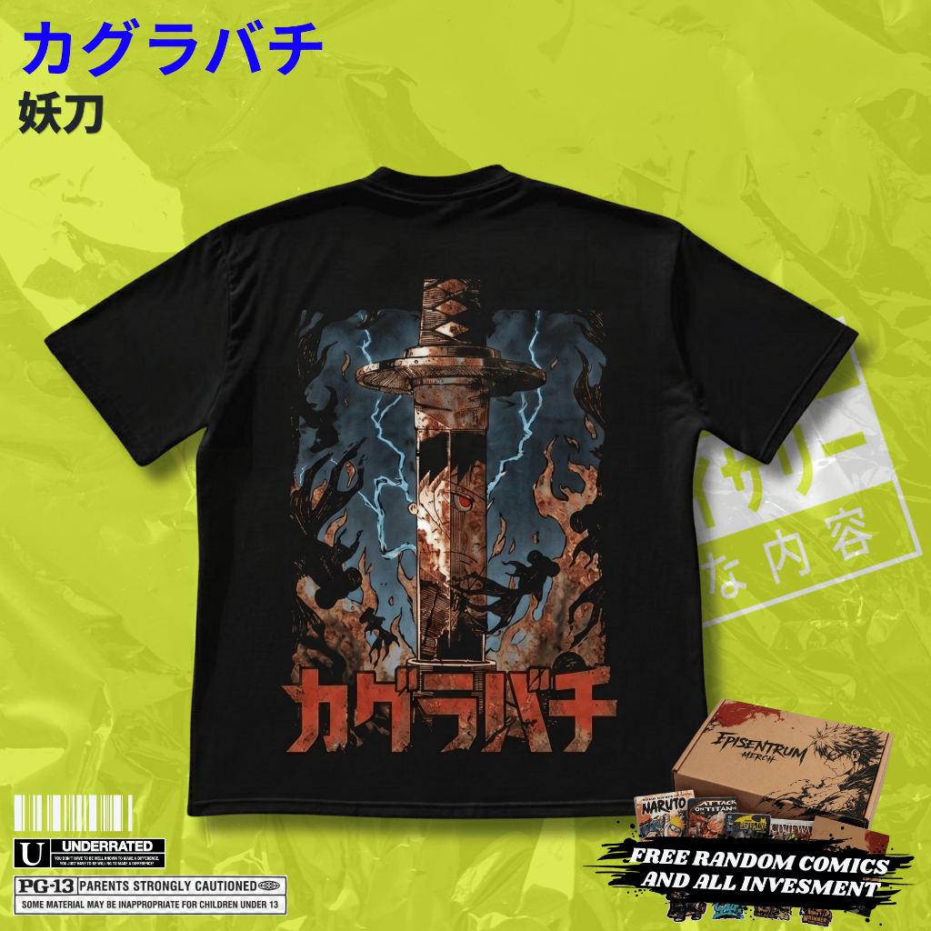 Kagurabachi อะนิเมะเสื้อยืด Streetwear ผ้าฝ้ายสีดําหวี 24s Premium Distro - ENCHAN BLADE EPISASM