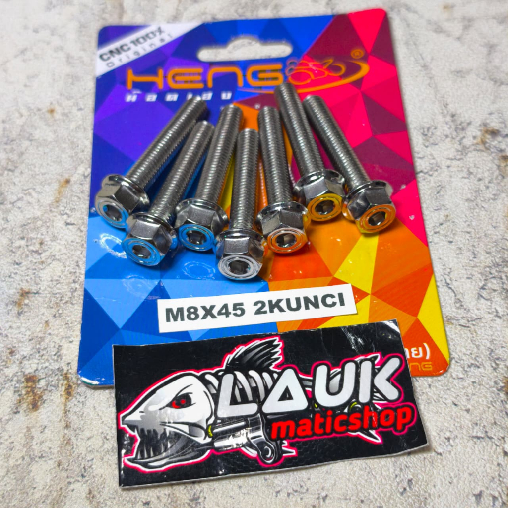 BOLT M8/85 THREAD 12 LENGTH 4.5CM STAINLESS 2 KEYS HENG ORIGINAL (1 BOLT)