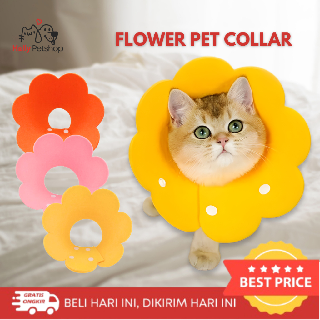 FLOWER PET COLLAR – ELIZABETH FLOWER COLLAR สําหรับ CATS & DOGS PET Neck Protector