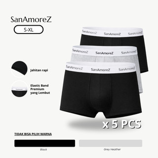 SanAmoreZ | Men's Elastic Modern Boxer / Celana Dalam Boxer Elastis Modern Pria - Cotton | Size XS - XL | Damar Boxer 3 in 1 - Men's Underwear