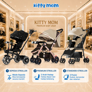 Kitty Mom | Stroller Bayi Lipat Travelling | Stroller Newborn 2 Arah Cabin Size Auto Fold Cabin Size Travel Friendly Mudah Dilipat Multi Posisi Praktis Multifungsi | 0-5 Tahun 30kg
