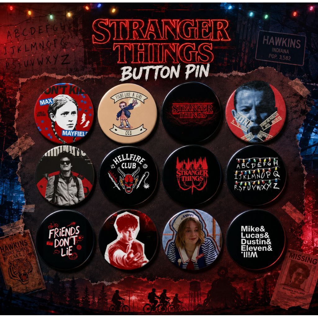 PIN86 - STRANGER THINGS BUTTON PIN ELEVEN DUFFER BROTHERS NETFLIX DOCTOR BUTTON PIN SUITABLE สําหรับ