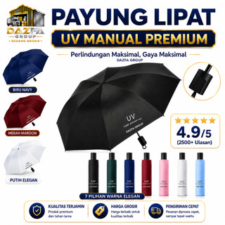 ( DAZFA) Payung Anti UV Sinar Matahari Payung Lipat Polos Anti Air Anti Panas Korea Style