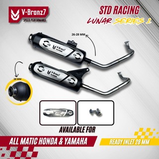 Knalpot Standar Racing Moncong Kinochi Original V-BRANZ7 Untuk Beat Deluxe, Beat FI, Beat Karbu, Vario 160, Vario 125/150, NMAX NEW/OLD, PCX, MIO M3, MIO Sporty DLL