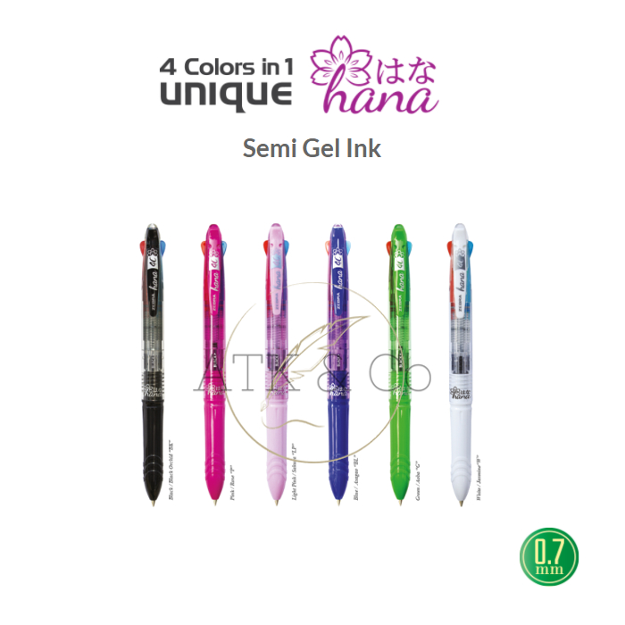 Zebra Hana 4c 0.7mm ปากกากึ่งเจล 4 สี