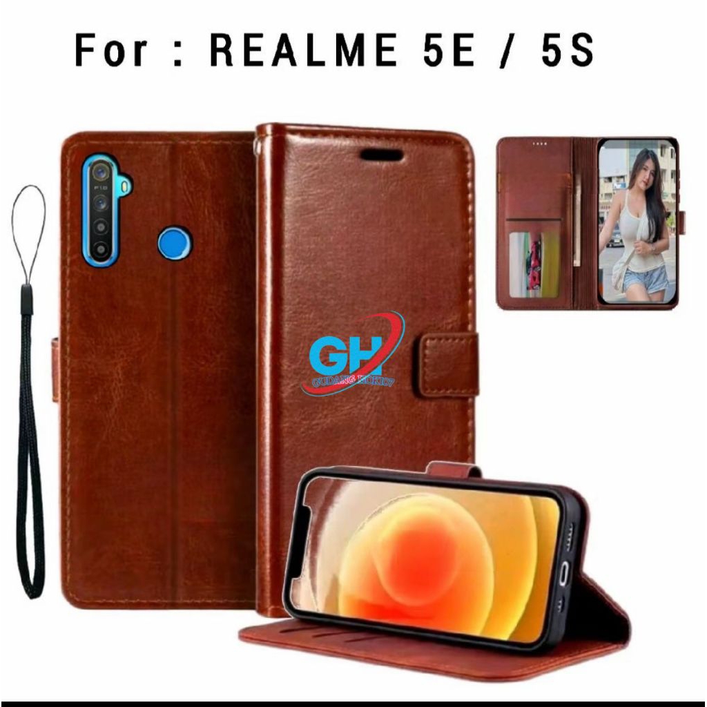 Flip Case REALME 5E / 5S Leather Case Flip Cover Premium Wallet Case Flip Wallet Book Cover