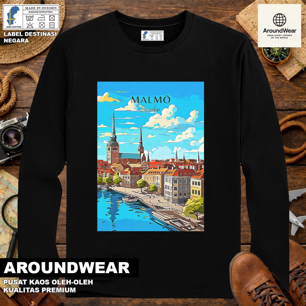เสื้อยืด LONG-SLEEVED BY SWEDEN 21 WITH ASAL SWEDEN STATE TAG SOUVENIR ของขวัญพรีเมี่ยม