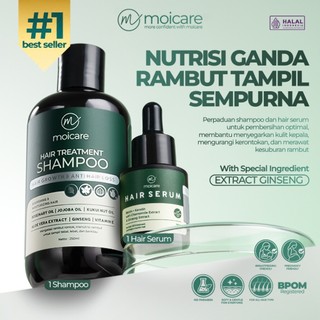 Paket Moicare Hair Serum + Shampoo – Penumbuh Rambut Tebal Sehat Mengkilap Anti Hair Fall with Ginger Extract Rosemary Vit