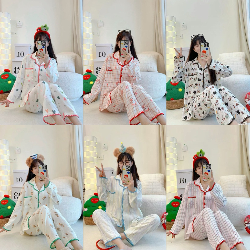 WOMENS LONG-SLEEVED PAJAMA SET / WOMENS PAJAMA