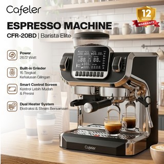 Cafeler Mesin Kopi Espresso 2 Heater Coffee Maker Smart Screen Kontrol