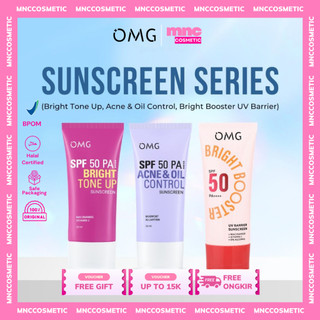 OMG - OH MY GLOW SUNSCREEN ALL SERIES [Bright Booster UV Barrier SUNSCREEN 60ml, BRIGHT TONE UP 25ML, ACNE & OIL CONTROL 25ML] - Untuk Semua Jenis Kulit | Bundle