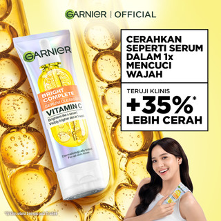 GARNIER Facial Wash Bright Complete Vitamin C Serum Cleanser 100ml | Skincare Pembersih Wajah Mencerahkan Seperti Serum Wash sabun cuci muka sabun muka glowing dan memutihkan face wash