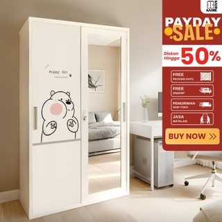 KAIRE Lemari Pakaian Besi 2 Pintu Sliding Jumbo  | 120 cm  1 gantungan