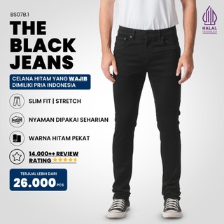 Emba Denim - BS07B.1 Celana Panjang Pria Denim Slimfit Stretch Jeans Hitam