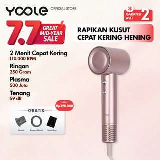 YOOLE High Speed Hair Dryer S | Teknologi Perawatan Rambut 500 Juta Plasma | Pengering Rambut Profesional | 8 Mode Fast Dry | Low Noise | Lightweight & Portable | Smart Temperature Control | Garansi 2 Tahun