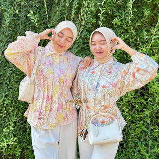 KINKA FLORALS SUMMER KEMEJA MOTIF COTTON POPLINE TERBARU/ KEMEJA BUNGA BLOUSE WANITA LENGAN PANJANG