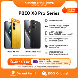 POCO X8 Pro Series | POCO X8 Pro Max (12GB/512GB)  (12GB+256GB) | POCO X8 Pro (12GB+512GB) (8GB+512GB) (8GB+256GB) | Dimensity 9500s* | 8500mAh (typ) battery dengan 100W HyperCharge* | HP Gaming [Xiaomi Official Store]