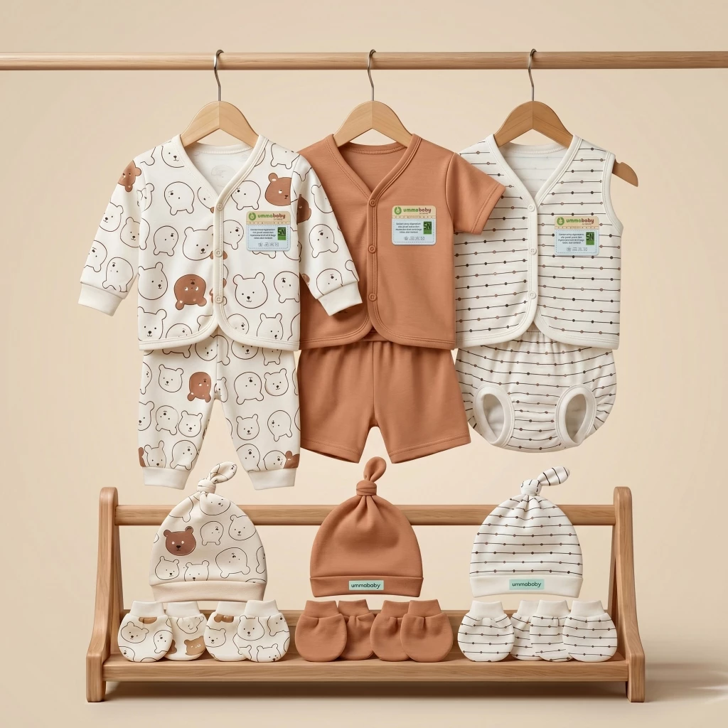 Ummababyshop ชุดของขวัญทารกแรกเกิด 12 ชิ้น อุปกรณ์เด็กแรกเกิด Swaddling ผ้าอ้อม ถุงมือ หมวก สีเหลือง 0 6 เดือน 12.12