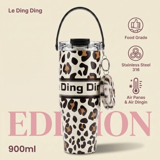 LeDingDing-Tumbler Stainless Steel 316 Keramik 900ml Free Gantungan Cermin Unik Anti Bau & Anti Karat Desain Korea