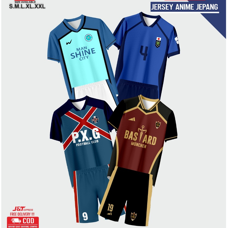 REPLIKA Futsal & Football Jersey VL Motif Replica Anime Bastard Munchen Blue Lock PXG Man Shine City