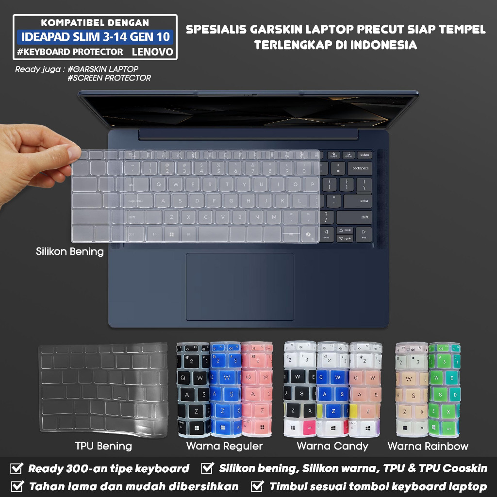 ฝาครอบแป้นพิมพ์เข้ากันได้กับ Lenovo IdeaPad Slim 3 3i-14 14ARP10 14IRH10 14IRH10R 14IRU10 Gen 10 Tpu