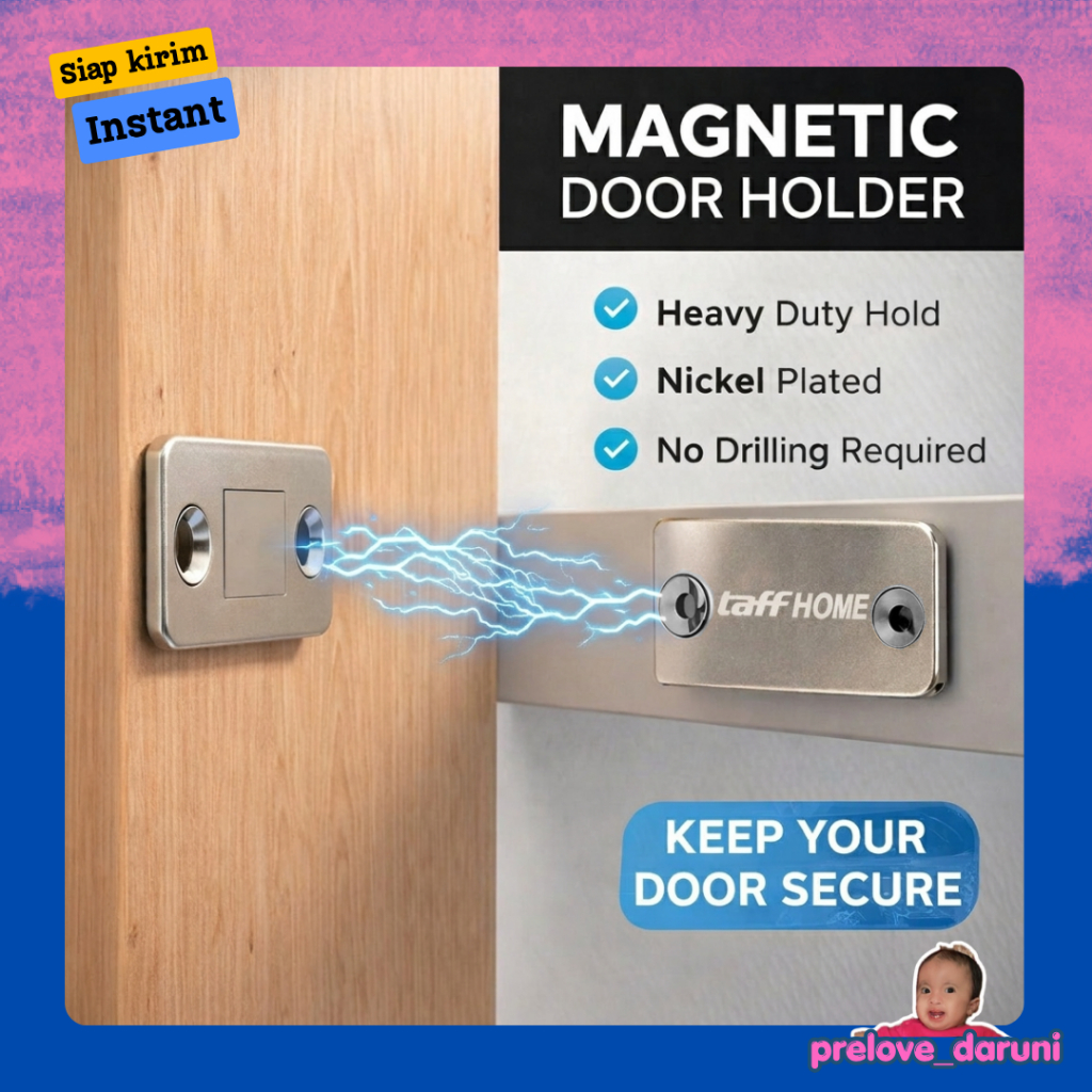 [PD] TaffiHOME Magnetic Cabinet Door Stop Catches Closer - DS-08 - สีเงิน