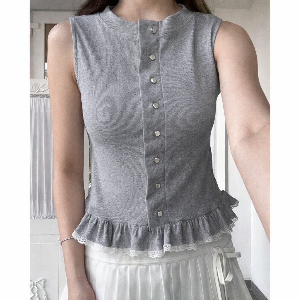 JIHOON Top Lace Knit Premium